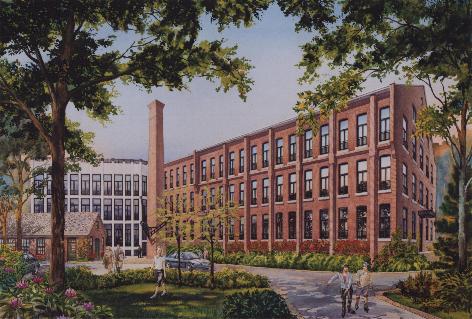 {Rendered Perspective of Mill Lofts}